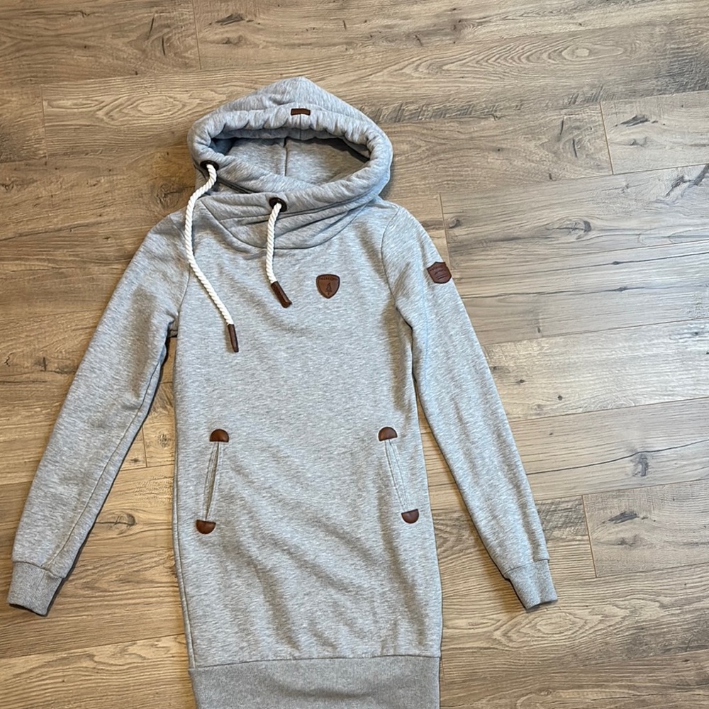 Wanakome Gray Hooded Sweatshirt Dress - XS